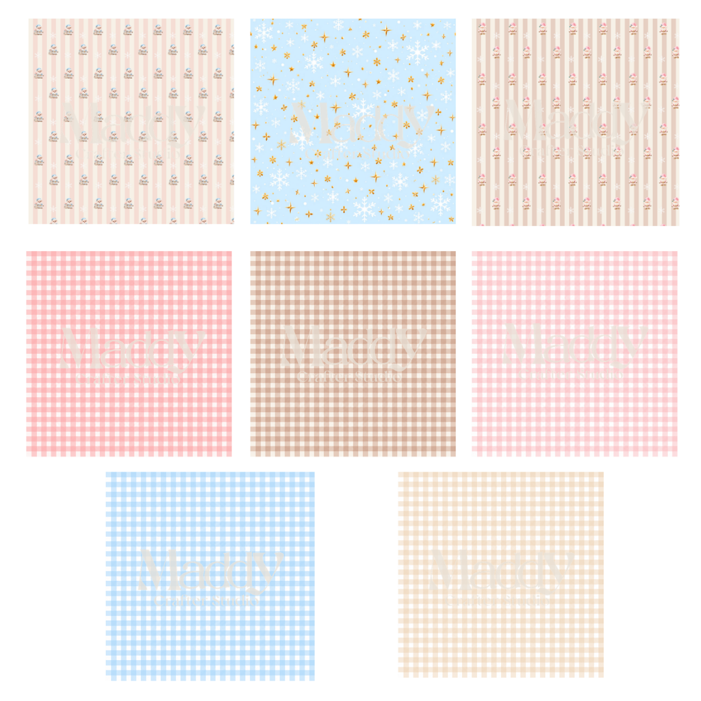 Kit Navideño Pastel – 44 Cliparts PNG + 12 Papeles Digitales