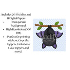 Kawaii Halloween Clipart Bundle | 20 PNG + 11 Digital Papers | Spooky Cute Instant Download