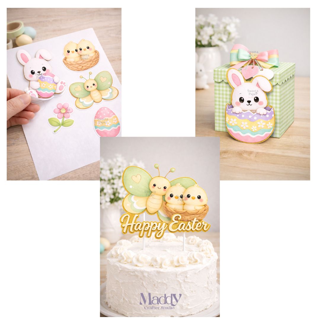 Easter Clipart Bundle | 31 PNG + 14 Digital Papers | Spring Pastel Easter Instant Download