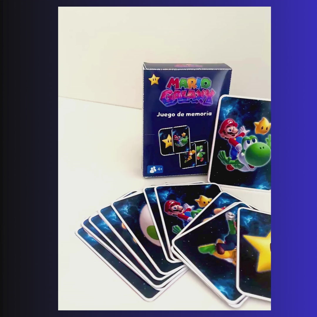 Juego de memoria Mario Galaxy editable en Canva